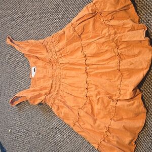 Urban outfitters burnt orange baby doll mini ruffle dress cotton y2k style